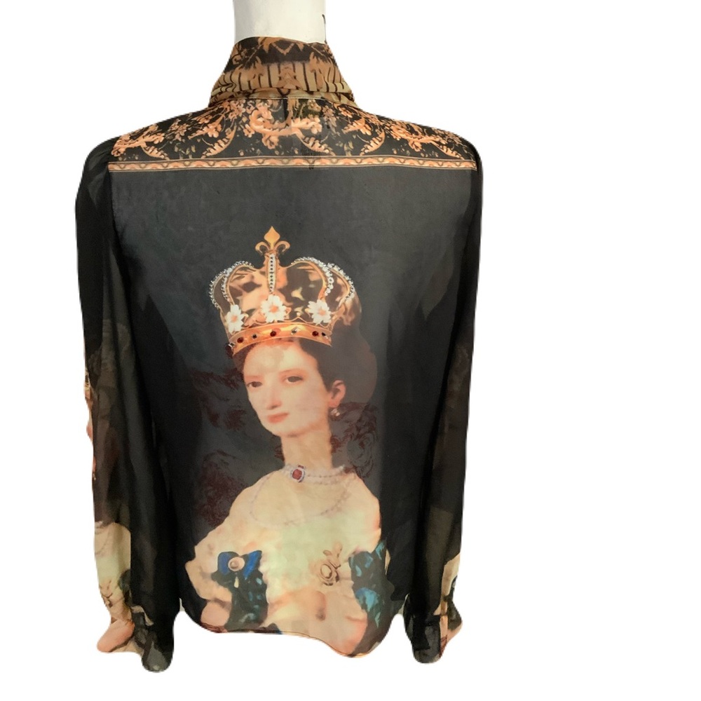 M2 Mocha Apparel Blue and Orange Patterned Royalty Blouse